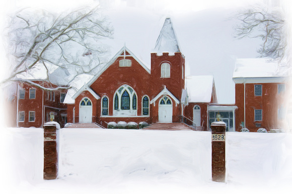 Hester Baptist Church in the Snow Painting