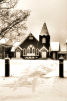 Hester Baptist Church in the Snow Sepia Portrait